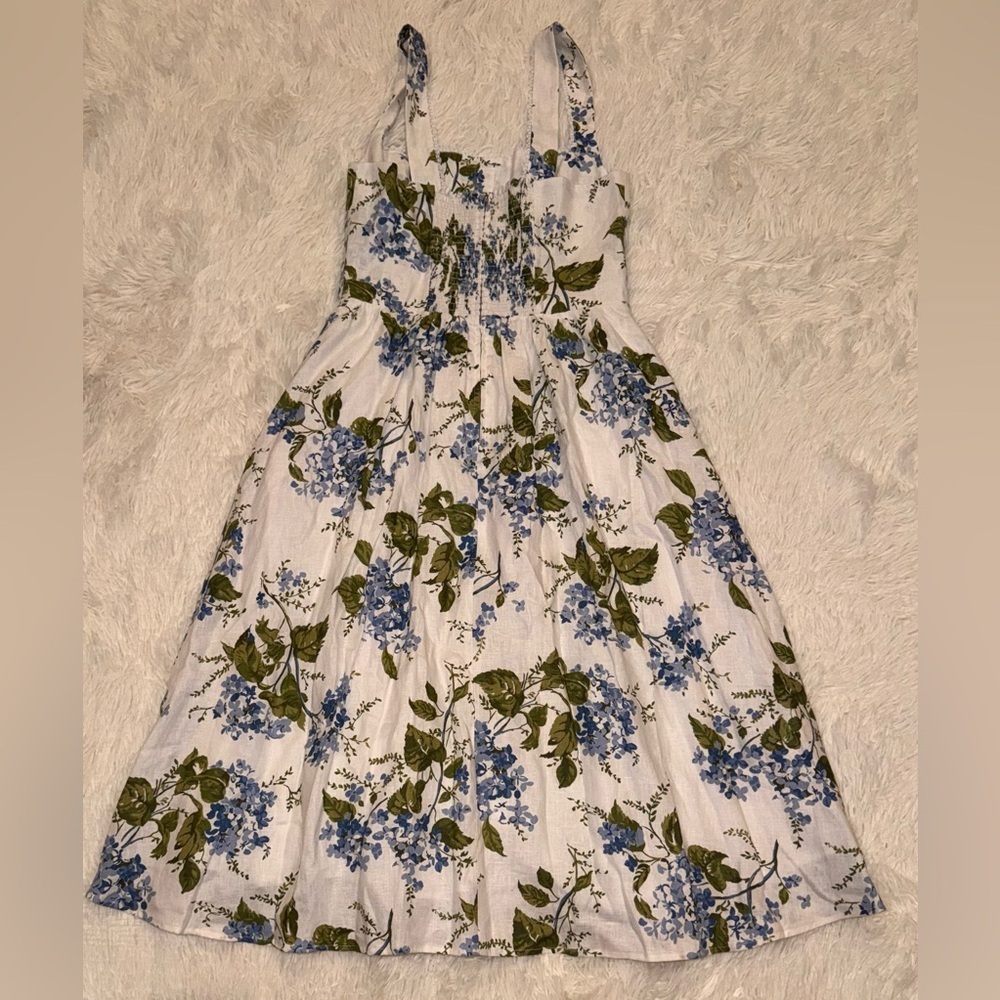 NEW Reformation Tagliatelle Riviera Linen Floral sleeveless Midi Dress SZ 10 - Picture 8 of 9